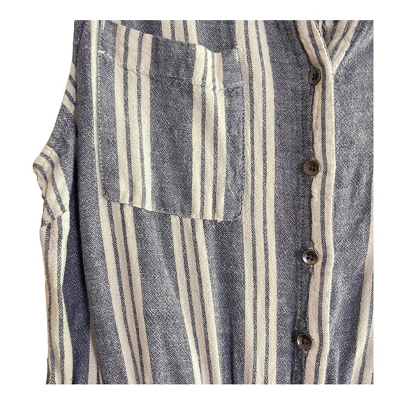 Kelly Renee Linen Striped Sleeveless Romper Blue Ivory - Picture 5 of 8